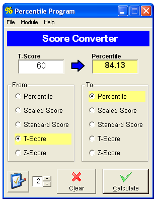 Percentile Score Converter